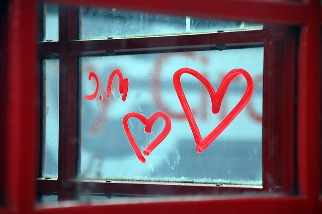 Heart drawn in the window